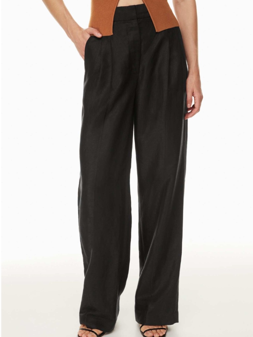 Aritzia Wilfred The Effortless Pant Linen High-waisted, wide-leg Black - 6